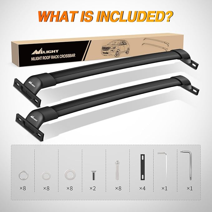 Nilight Roof Rack Cross Bars Fit for Ford Explorer 2016 2017 2018 2019 with Side Rails and Fixed Point, Adjustable Aluminum Car Crossbars for Cargo Carrier Luggage Bike Kayak Rooftop Tent Snowboard