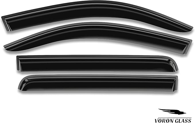 Voron Glass Tape-on Extra Durable Rain Guards for Trucks Chevrolet (Chevy) Silverado/GMC Sierra 2014-2018 Crew Cab, Window Deflectors, Vent Window Visors, 4 Pieces - 120007