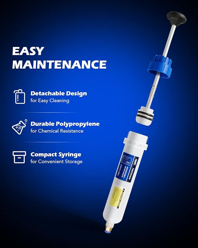 Orion Motor Tech Oil Extractor Pump, 200mL Manual Fluid Extractor for Power Steering Transmission Gear Oil & Brake Fluid Transfers, Auto Syringe Pump for ATV Boat Automotive with Flexible Hoses, Blue