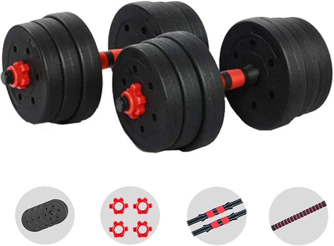 Adjustable Dumbbell Barbell Set (88LB/66LB/44LB) Weight with Connecting Rod 2 in 1 Home Body Workout Exercise Equipment for Men and Woman