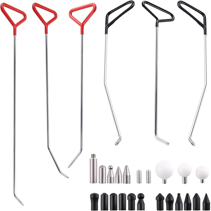 maXpeedingrods Paintless Dent Repair Tools, Dent Removal Rods with Awl Head, Car Auto Body Dent Removal for Hail Dents and Door Ding (6pcs Rod 20 pcs Head)