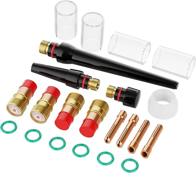 ARCCAPTAIN 22Pcs TIG Welding Torch Stubby Gas Lens #10 Glass Cup Kit for WP-17/18/26