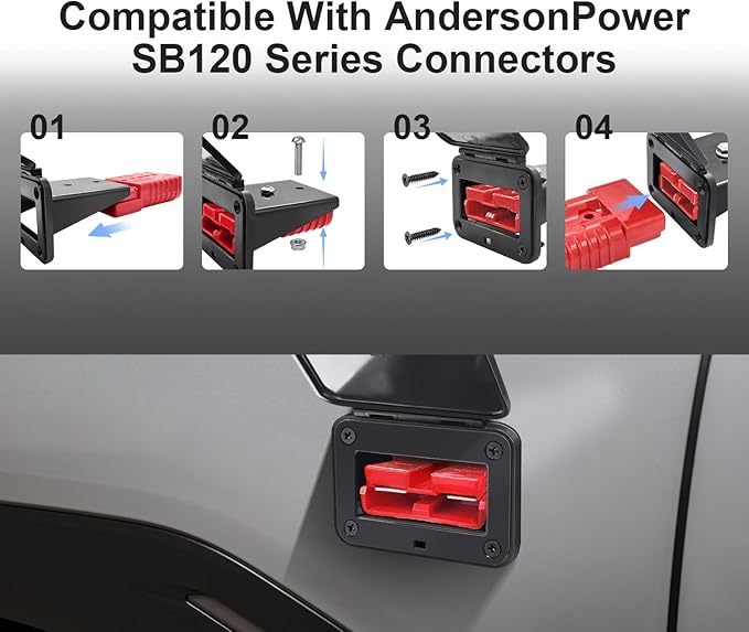 GZSH Anderson Plug 2PCS 120A Quick Connect Wire Connectors with Mount and Cap 6-4 AWG Battery Quick Disconnect 12V-36V Battery Quick Connect Waterproof SB120 for Car RV Trunk Boat Winch