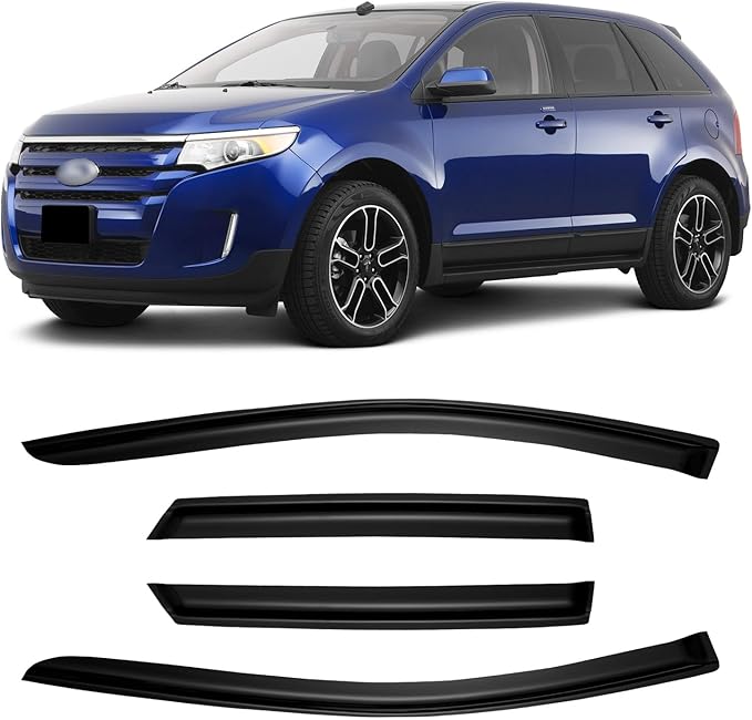 Window Rain Guards for 2007-2014 Ford Edge & 2007-2015 Lincoln MKX, Window Visor Guard Vent Wind Shade Deflector Rain Shield Protector Sun Visor 2008 2009 2010 2012 2013,Outside-Mount, 4 Pieces