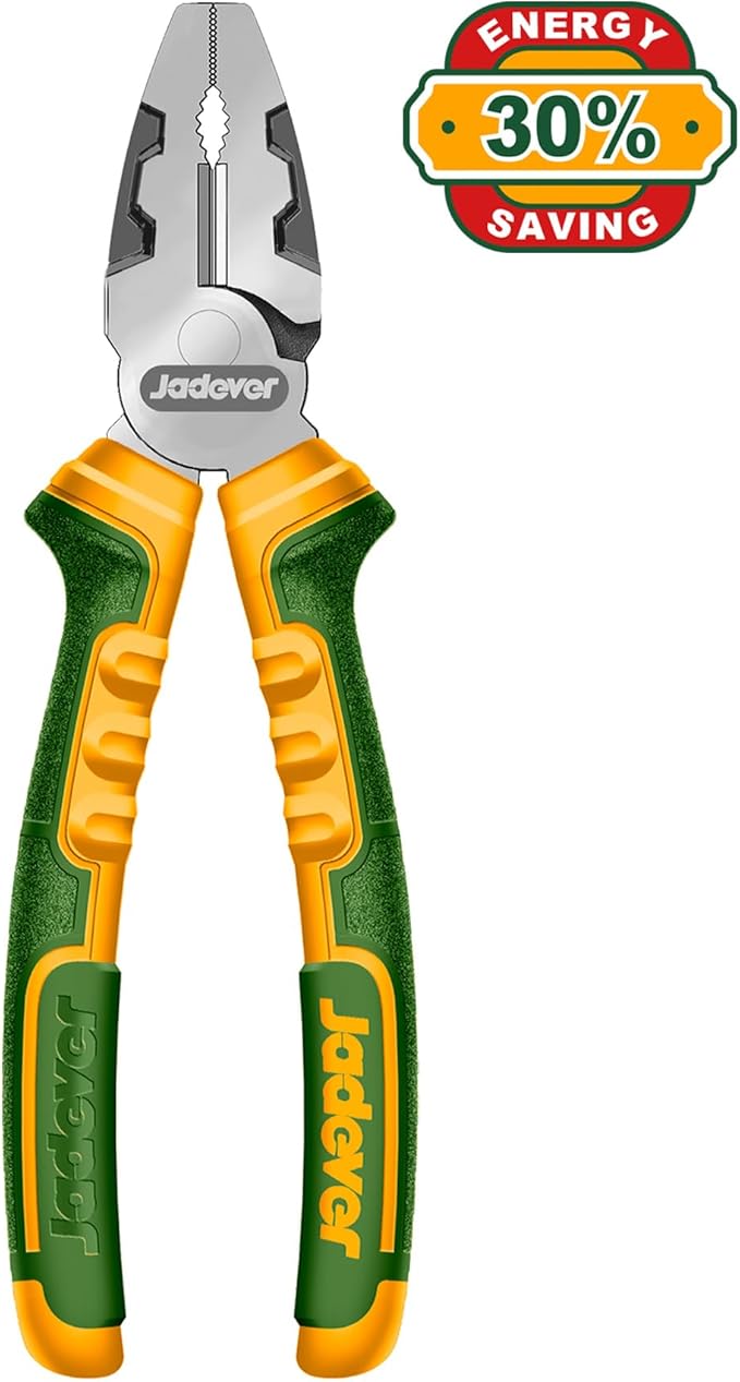 8-Inch High Leverage Combination Pliers, High Leverage Lineman's Pliers, Nail Holder & Spanner & Deburring Function, 30% Labor Saving, Black Polished