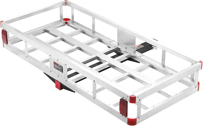 VEVOR 49.4 x 22.4 x 7.1 in Hitch Cargo Carrier, 500lb Capacity Trailer Hitch Mount Aluminum Cargo Basket, Luggage Carrier Rack Fits 2" Hitch Receiver for SUV Truck Pickup Camping