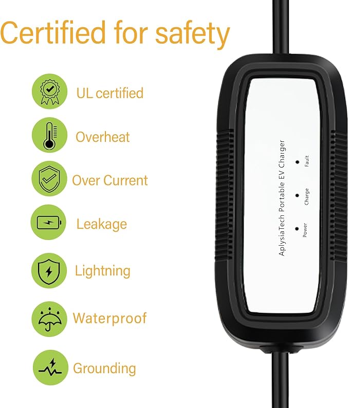 Level 2 EV Charger (Max 32 Amp/7.68KW) Portable EVSE for SAE J1772 Charger EVs, NEMA14-50P and 21Ft Cable,Plug-in Home EV Charging Station
