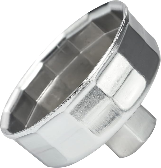 64mm 14 Flutes Oil Filter Socket for Lexus, Scion, Toyota Oil Filter Wrench Oil Filters Cap Removal Tool Chrome Vanadium Steel Oil-Filter Wrenches, Silver