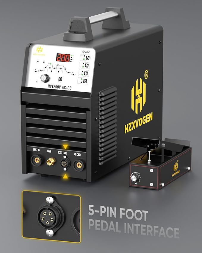 H HZXVOGEN TIG Welder AC DC with Pulse, 200A Aluminum TIG Welder with Square Wave 110V/220V IGBT Inverter HF TIG/Pulse TIG/Stick Welder Machine
