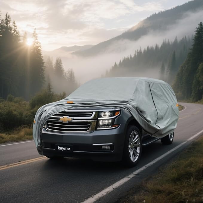 Kayme Heavy Duty SUV Car Cover Custom Fit Chevrolet Tahoe Waterproof All Weather for Automobiles, Full Exterior Covers Sun Rain UV Protection.(Deliver About 3-10 Days)