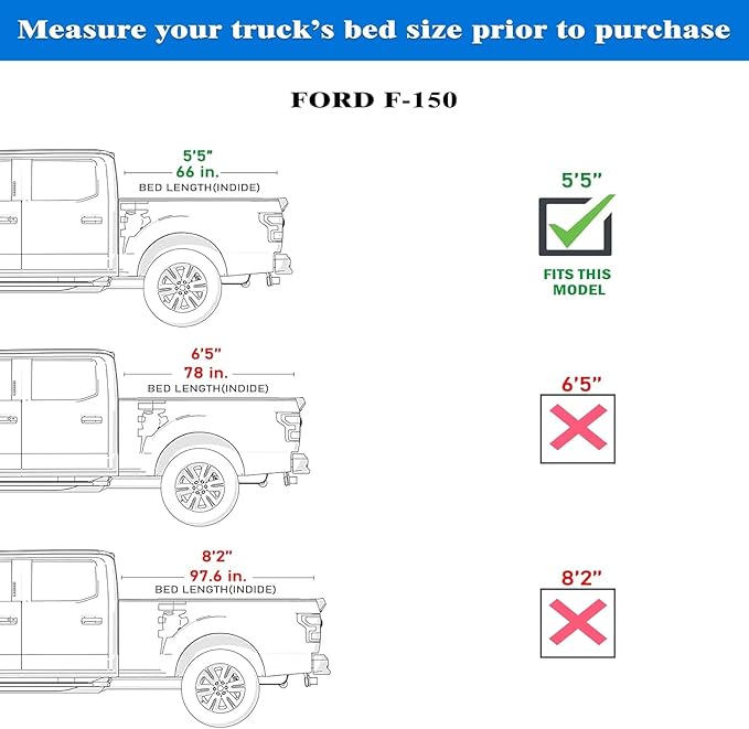 Low Profile Hard Folding Truck Bed Tonneau Cover Fits 2015-2026 Ford F-150 5'5" Bed (66")