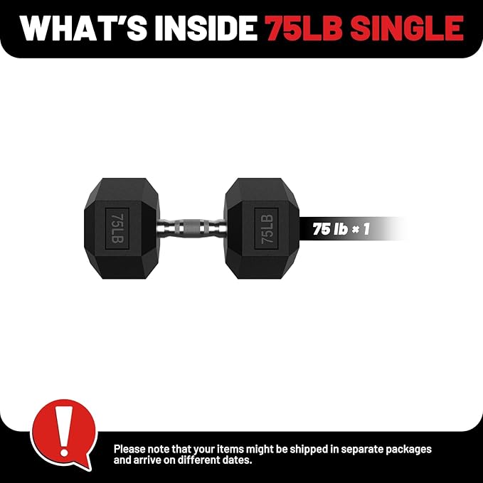 PAPABABE HEX Dumbbell Set 2.5-125lb, Rubber Encased Home Gym Dumbbells, Exercise & Fitness Weights Dumbbells for Women & Men, Hand Weight for Strength Training