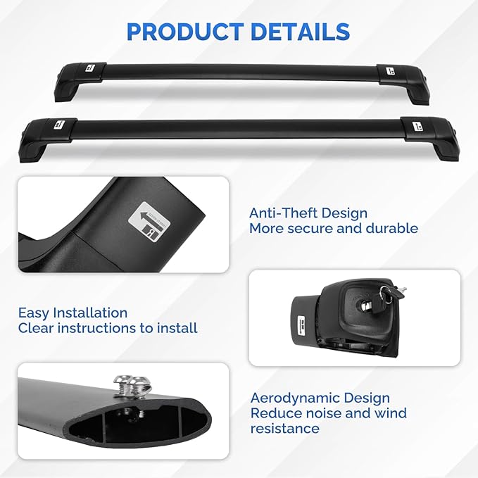 HEKA 260 LBS Roof Rack Cross Bars Fit for Jeep Grand Cherokee 2011-2021 Aluminum Anti-Theft Rooftop Cargo Carrier Crossbars Accessories