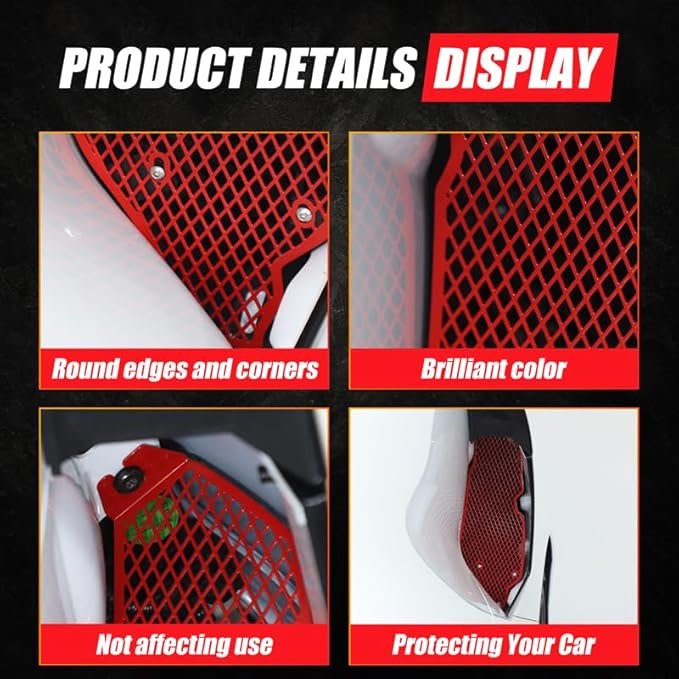 for Corvette C8 Side Intake Mesh Grilles Insert Set,Stainless Driver and Right Passenger Side Radiator Air Intake Vent Guards for Corvette C8 Stingray Z51 2020-2025 Accessories (Red)