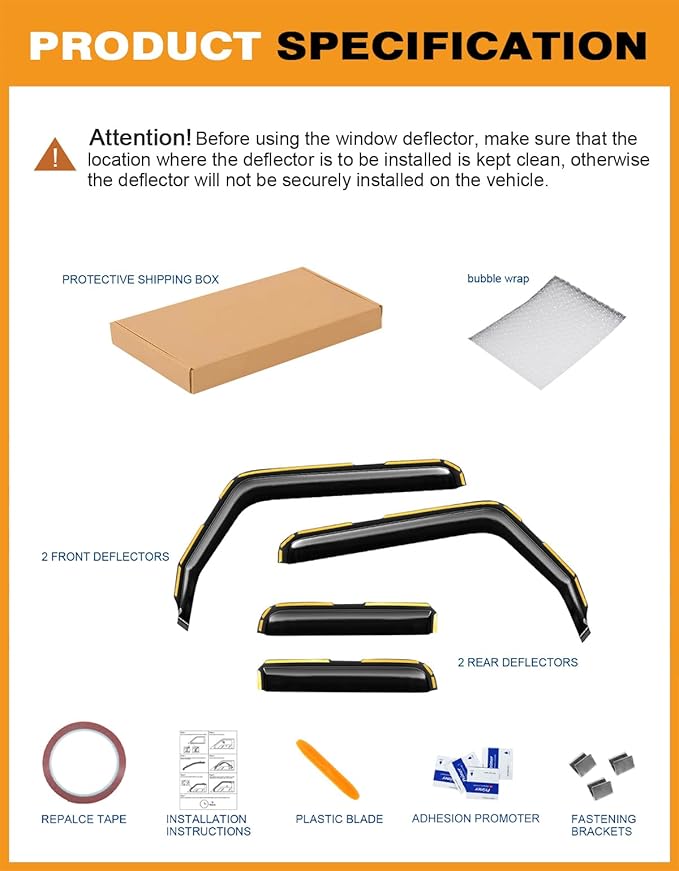 in-Channel Window Rain Guards Fit for Jeep Wrangler JL 2018-2026/Gladiator 2020-2026 Extra Durable Rain Guards Window Deflectors Vent Visors Vent Shades Visor Car Accessories