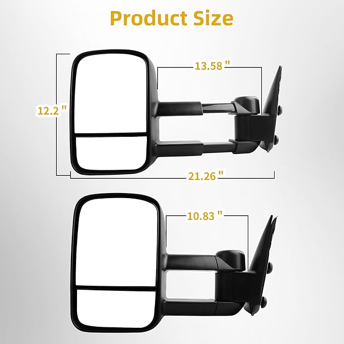 DWVO Towing Mirrors Compatible with 1999-2006 Chevy Silverado GMC Sierra(2007 Classic Only), 2000-2006 Chevy Suburban 1500 2500 GMC Yukon XL Tahoe Truck