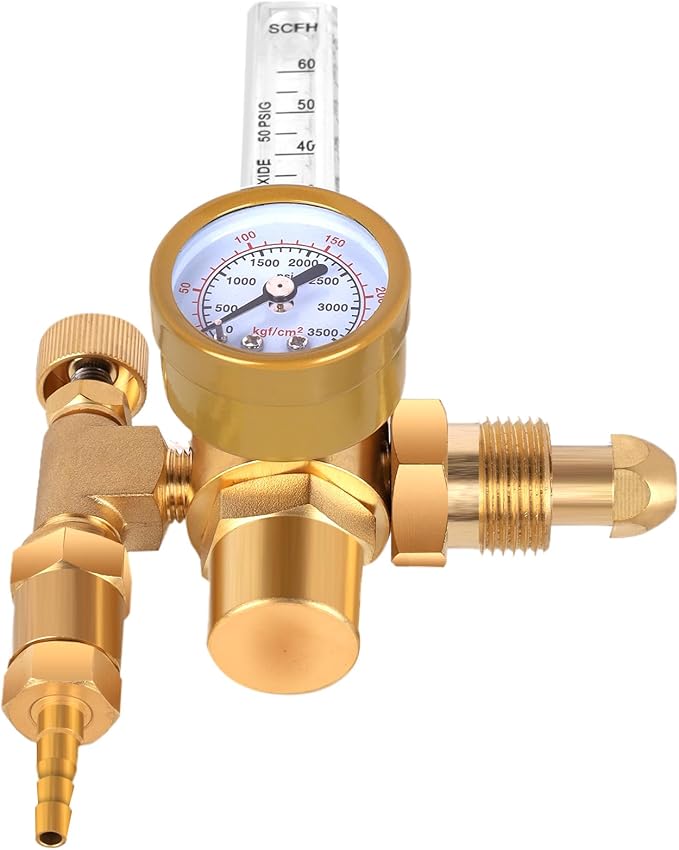 BO WELD Argon CO2 Regulator Flow Meter Gas Regulator with 6.8ft Gas Hose for TIG MIG Welder