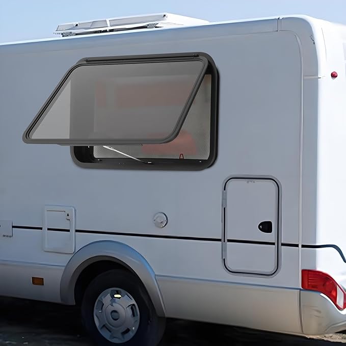 RV Exit Window, 36" W x 20" H Aluminum Alloy Push Out Camper Window with Tempered Glass & Screen, RV Camper Emergency Escape Window for Campers, Trailers