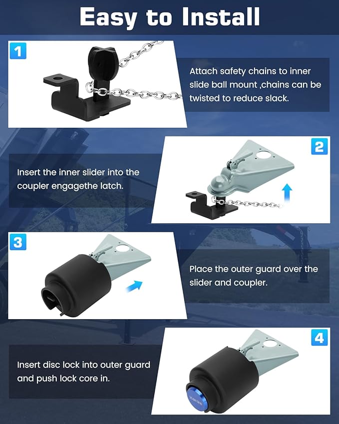 Trailer Lock Fits 2 5/16 Inch Coupler, 2025 Upgrade Heavy Duty Trailer Coupler Lock, Steel Anti-Theft Structural Trailer Hitch Lock, 2 5/16 Trailer Hitch for Travel Trailers, Boats, Trucks, RV