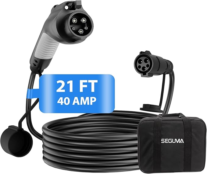 EV Charger Extension Cable, 21ft 40Amp J1772 Extension Cable Compatible with 110V-240V SAE J1772 EV Chargers, Suitable for J1772 EVs/PHEVs, Level 1/ Level 2 IP66 Car Charger Extension Cord with Bag