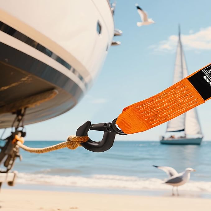 Nilight Boat Trailer Winch Strap 2" x 20' with Steel Hook 5500 LBS Break Strength Winch Strap for Pontoon, Jet Ski, Fishing Boat