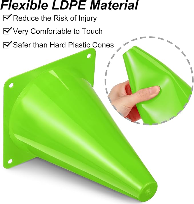 Leelosp 48 Pack 7" or 9" Plastic Traffic Cones Agility Field Marker Soccer/Safety/Sports/Training Cones for Skating Basketball Football Practice Drills Themed Party Decorations