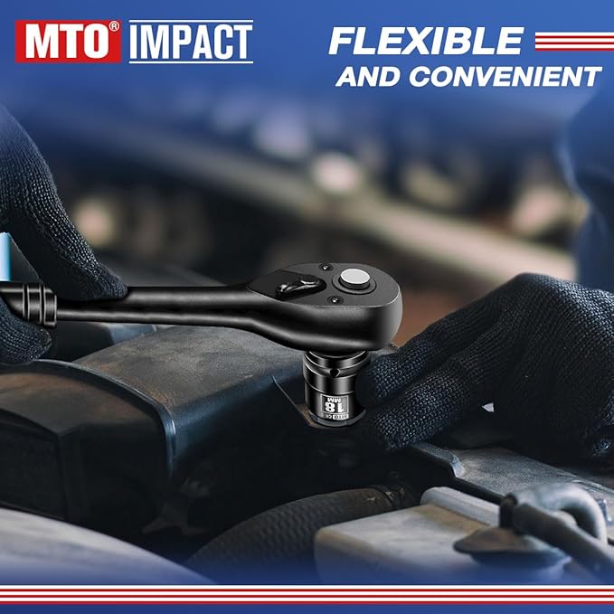 MTO 1/2" Drive 18mm Shallow Impact Socket, 6-Point Metric Socket for Automotive Maintaince, CR-V Steel Meets ANSI Standards