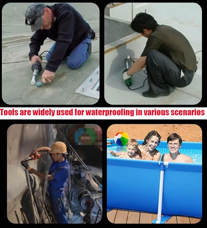 1600W Hot Air Plastic Welder Welding Gun Plastic Repair Welder Kit, 4 Flat Welding Nozzles, Various Welding Flooring Accessories Floor Tool Set