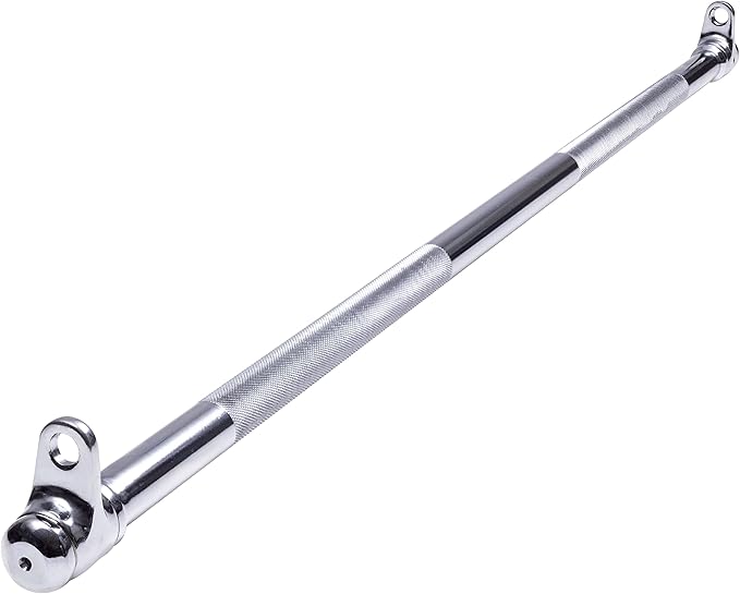 AmStaff 48" Straight Ez Curl Lat Pull Down Bar with Revolving Double Hook for Dual Pulley Cable Machines, Functional Trainer Multi-Purpose Attachment