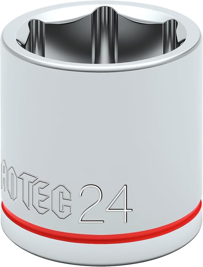 6-Point Shallow Impact Socket, 3/8-Inch Drive 24mm inch Socket, CR-V Drive Socket for Auto Repairing and Household