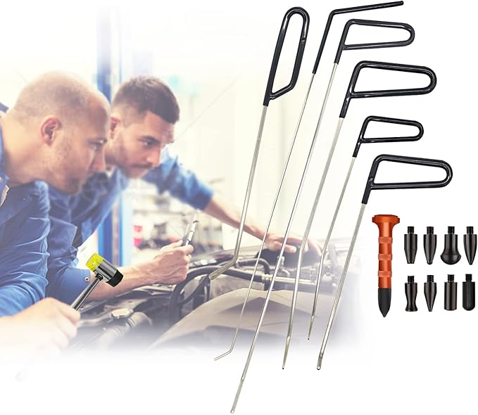 PDR Kit, Complete Dent Removal Tools Set with Rods for Hail Damage, Door Dings, Auto Body Repair