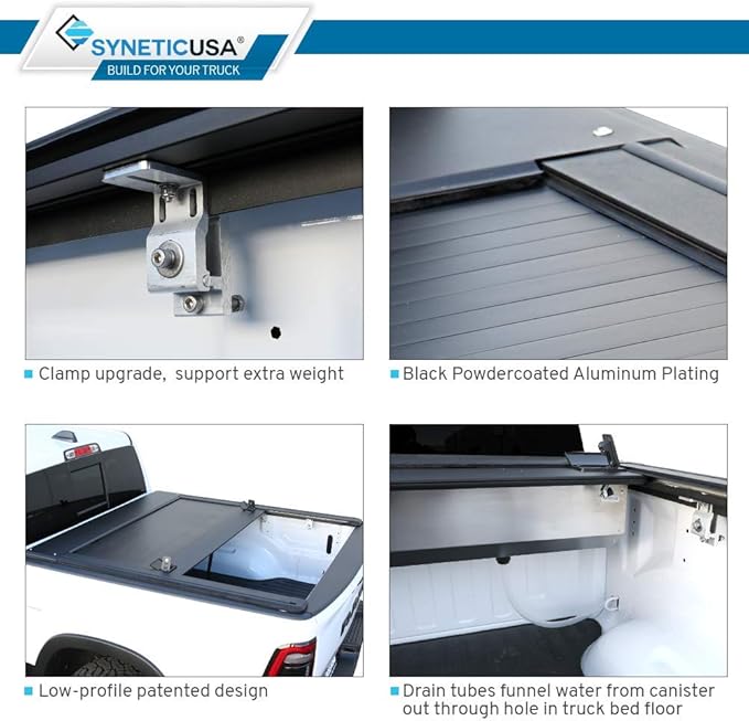 Syneticusa MR Hard Tonneau Cover+R1 Rack Fits 2016-2026 Toyota Tacoma 5ft Truck Bed Waterproof Accessories Retractable