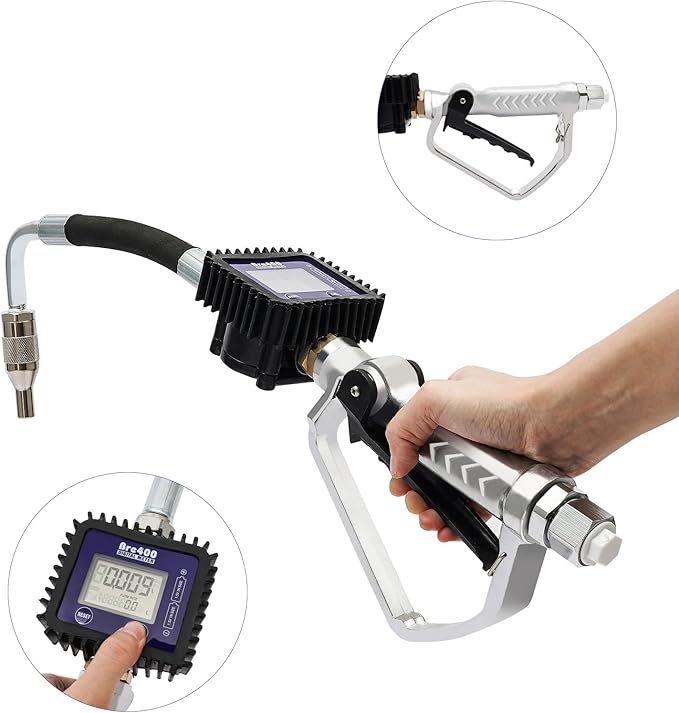 Heavy Duty Air Operated Oil Transfer Pump Digital Petrol Motor Oil Fluid Dispenser Pump Control Valve Meter Nozzle (US Stock)