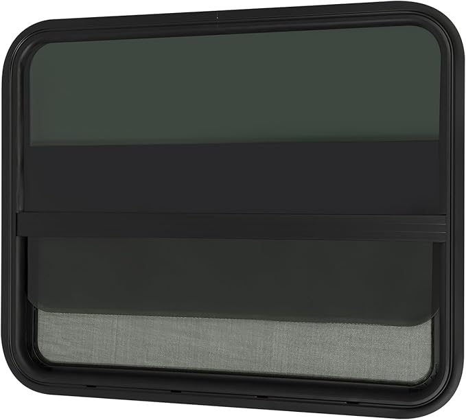 RV Window Teardrop Style 2Pack, 30" X 24" Universal RV Window Vertical Slide With 2 Trim Ring, Vertical Sliding Glass Window with Screen Window for Cargo, Horse Trailer (30" X 24"(2 pack))