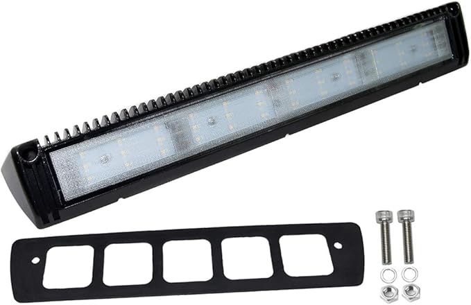 Raycharm 18" RV Exterior LED Awning Lighting Fixture, 40° Down Angle Flood Beam, 6000K Cool-White, 12V/24V DC, High Lumen Output Low Current Draw, Aluminum Housing Black Finish, 1-Pack