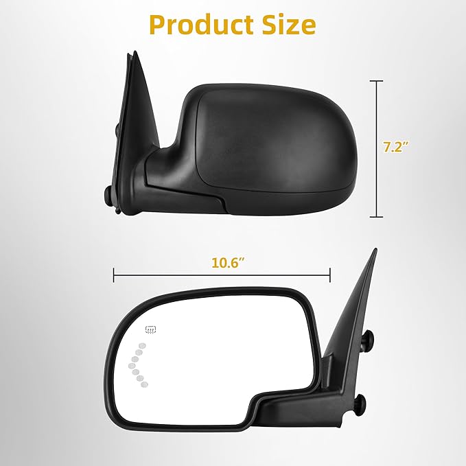 DWVO Towing Mirrors Compatible with 2003 2004 2005 2006 Chevy Silverado GMC Sierra Series Pickup, Tow Mirrors Pair with Manual Folding Power Adjustable Heated Set