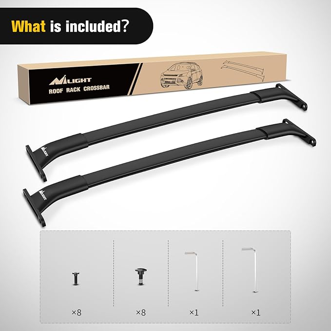 Nilight Roof Rack Cross Bars Fit for Ford Escape KUGA 2013 2014 2015 2016 2017 2018 2019 with Side Rails, Adjustable Aluminum Car Crossbars for Cargo Carrier Luggage Bike Kayak Rooftop Tent Snowboard