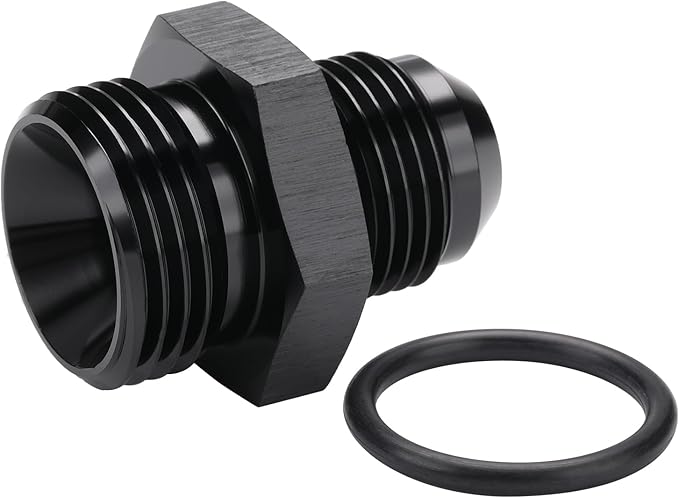 10AN Male Flare to 12AN ORB O-ring Boss Fuel Pump Rail Adapter Fitting Aluminum Black