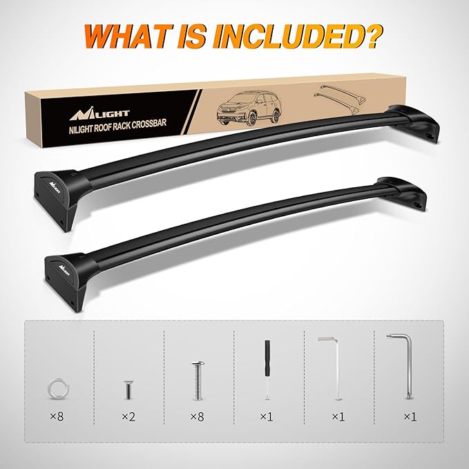 Nilight Roof Rack Cross Bars Fit for Honda Pilot 2016 2017 2018 2019 2020 2021 2022 LX EX EX-L with Flush Rails Fixed Point Adjustable Aluminum Crossbars Luggage Box Bike Kayak Snowboard Cargo Carrier