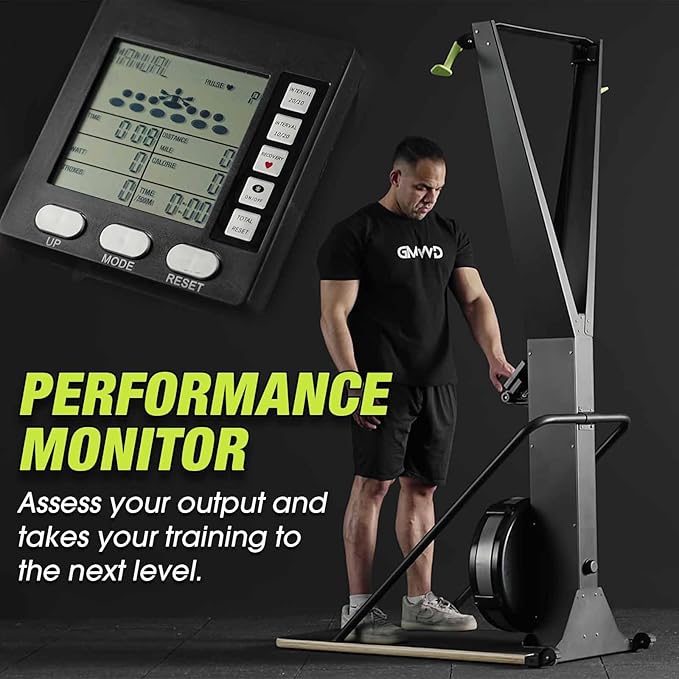 Ski Exercise Machine, GMWD Ski Equipment Indoor Aerobic Wind Resistance Machine, Indoor Strength Training Home Gym Equipment