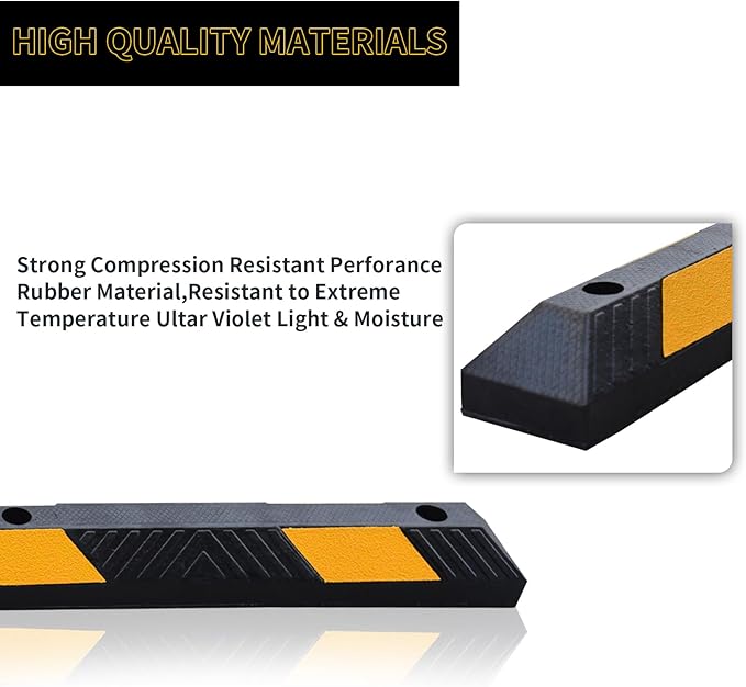 BESEA 2pcs Curb Parking Stoppers for Garage Bumpers Parking car 72" Length 4" High Heavy Duty Rubber Wheel Stopper for Vehicles Truck Driveway Help Your Cars Parking Stop Perfectily(2pack)