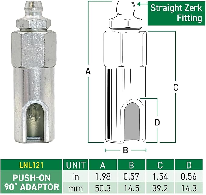 Push-on Slotted Right Angle 90 Degree Grease Coupler