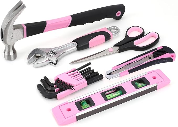 FASTPRO 267-Piece Pink Tool Set, Home Repairing Tool Kit with 13-Inch Wide Mouth Open Bag, Mechanics Hand Tool Kit for DIY, Home Maintenance