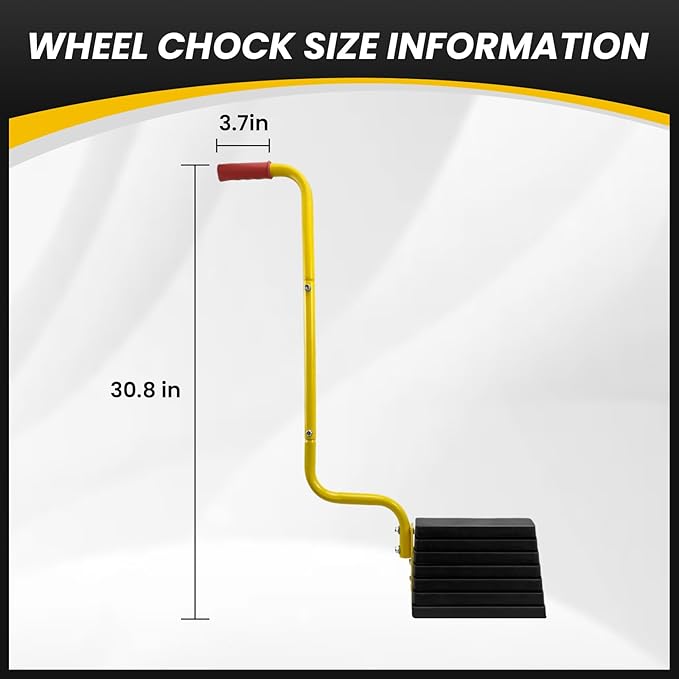 ROBLOCK 2 Pack Heavy Duty Rubber Wheel Chocks with Handle for Trucks, Sturdy Solid Anti Slip Wheel Stopper for All Weather Use -Trucks, RV, Travel Trailer, Pop Up Camper Accessory(2 Pcs)