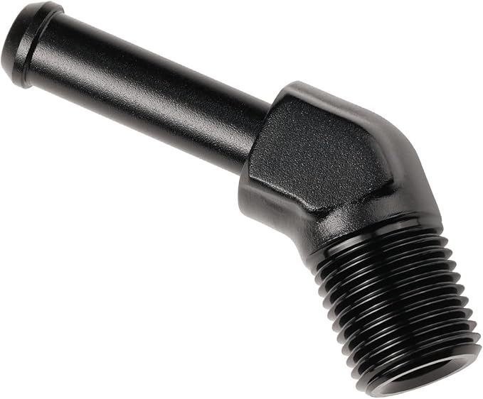 1/8 NPT Male to 1/4" Hose Barb Fitting Adapter 45 Degree Elbow Aluminum Black