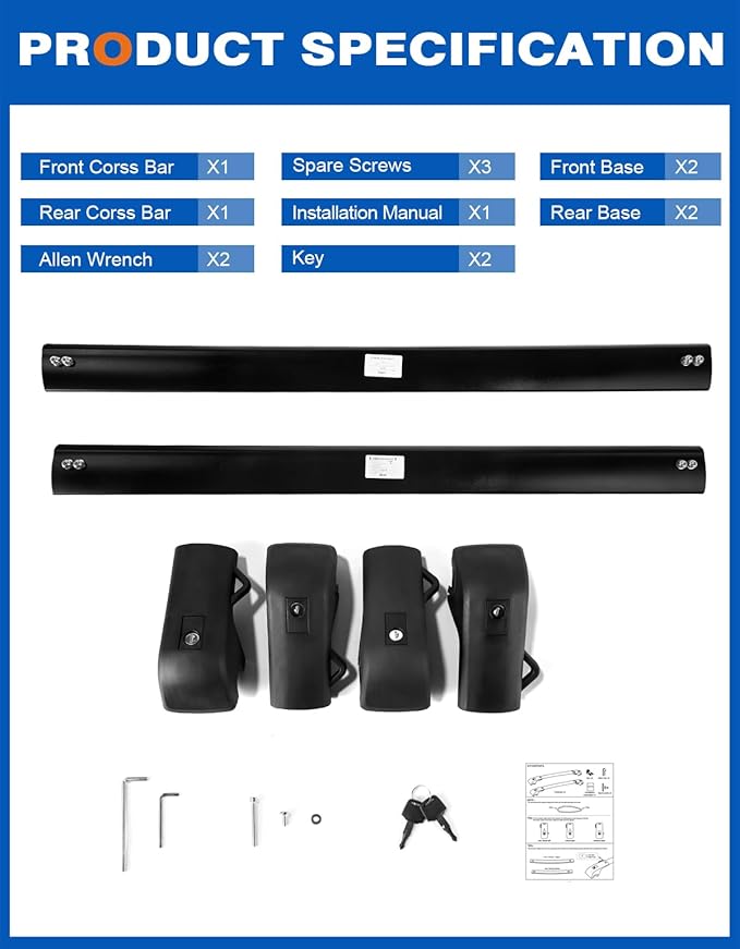 300lbs Roof Rack Cross Bars Compatible with BMW X7 G07 2019-2025 with Raised Side Rails, Heavy Duty Aluminum Lockable Roof Rails Crossbars Cargo