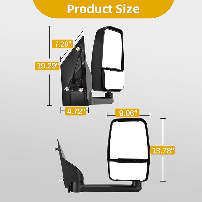 DWVO Side Towing Mirrors Compatible with 03-19 Chevy Express GMC Savana 1500 2500 3500, Right Passenger Mirror with Manual Adjustable Manual Folding