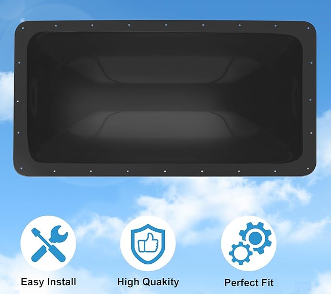 XMK 18" x 34" RV Skylight Replacement Fit 14" x 30" Skylights Openings, Camper RV Shower Skylight Cover Outer Dome for Campers Trailer Fifth Wheel Food Truck Motorhome, Impact Resistant (Black)
