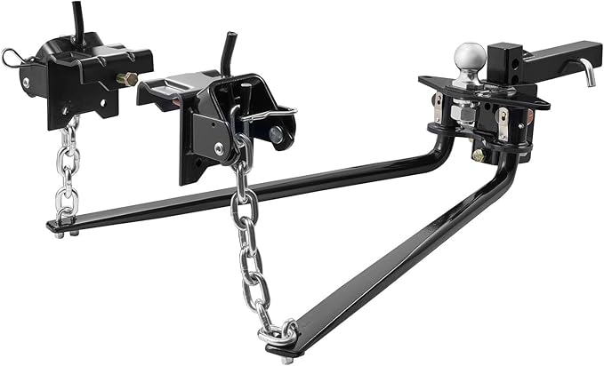 VEVOR Weight Distribution Hitch, 10000 lbs Max Towing & 1000 lbs Max Tongue, Weight Distributing Hitches Kit Includes 2 in Shank and 2-5/16 in Ball, Load Leveling Hitch for Trailers, Black