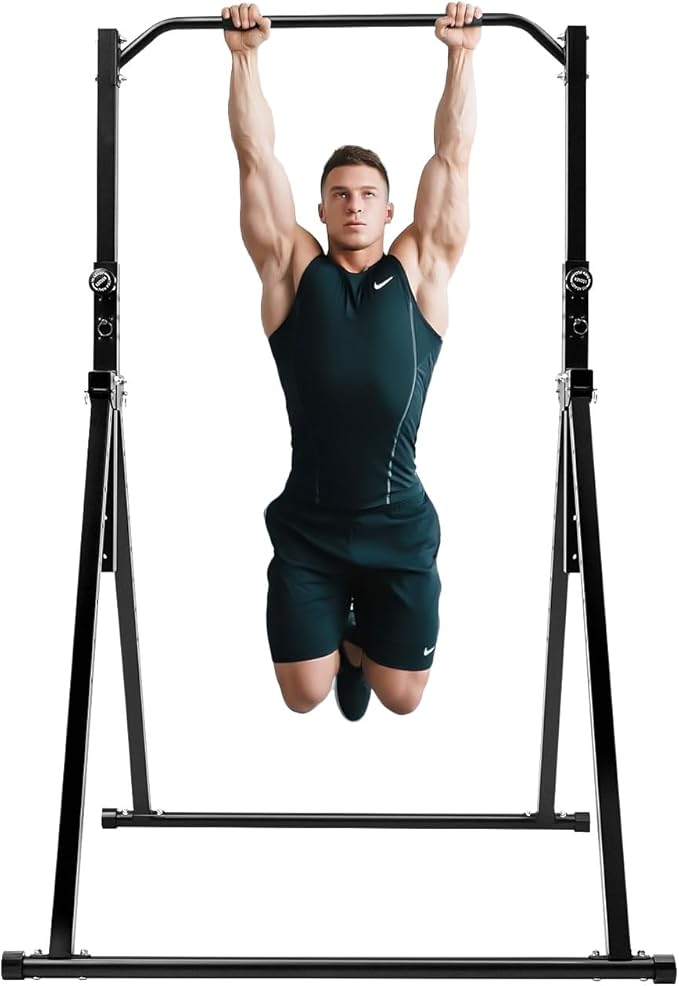 Triangular Pull Up Station,440lbs Load Capacity Adjustable Height Home Pull Up Bar,Foldable Power Tower Dip Station Pull Up Ba,Fitness Triangular Design Pullup Dip Station Rack